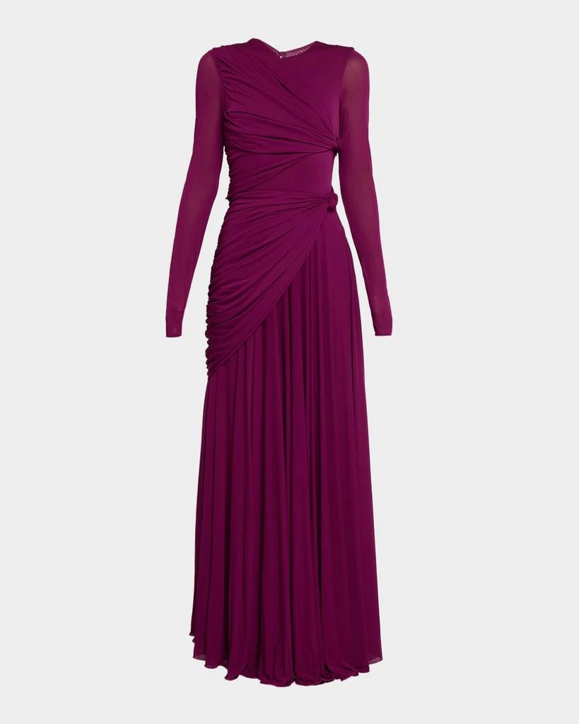 maxi dresses at neiman marcus 1970s Floral Silk Chiffon Dress The gown exemplifies a celebration of colorful artistry and graceful silhouettes Empire Waist Maxi Dress |