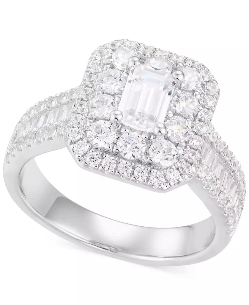 Macy
s Diamond Emerald-Cut Double Halo Engagement Ring (2 ct. t.w.) in 14k White Gold 1