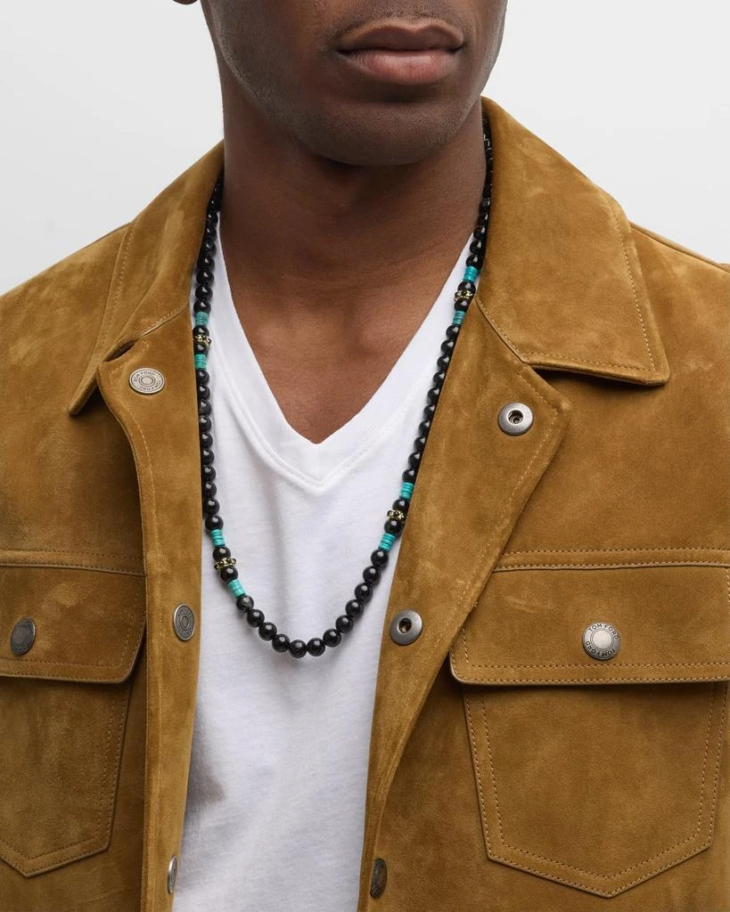Armenta Men's Black Tourmaline Beaded Necklace with Black Sapphires 2