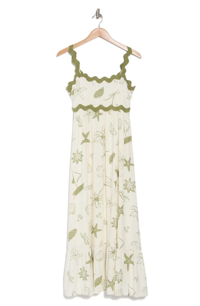 Blu Pepper Ocean Print Empire Waist Midi Dress 3