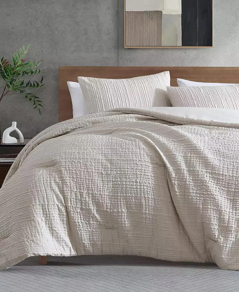 Kenneth Cole Serenity Wavy Lines Beige Embossed 2-Pc. Duvet Cover Set 5