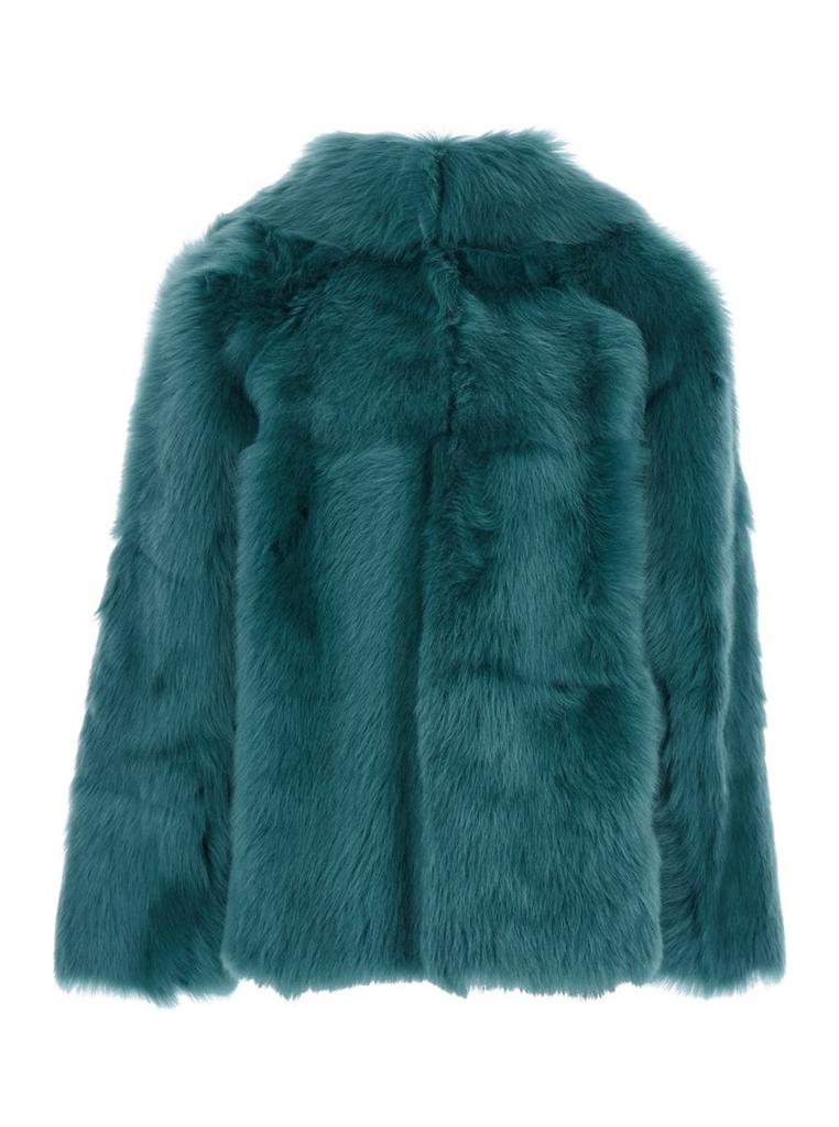BLANCHA Green Shearling Jacket With Notched Revers And Concealed Front Closure In Fur Woman
