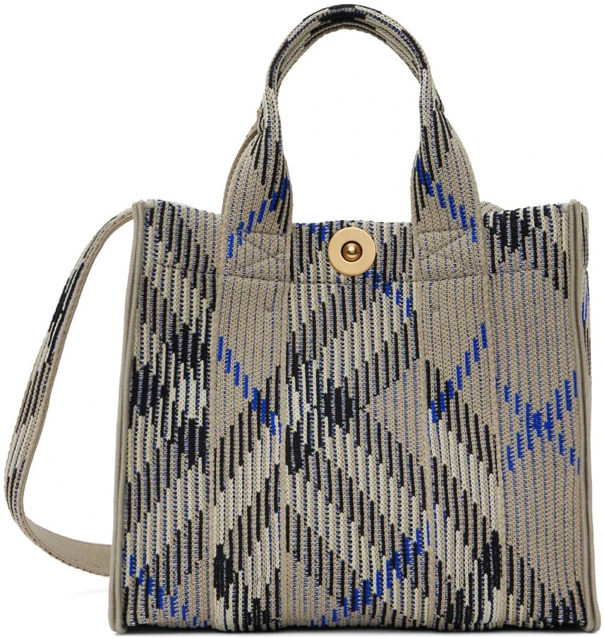 Burberry Gray Mini Check Knitted Tote 1