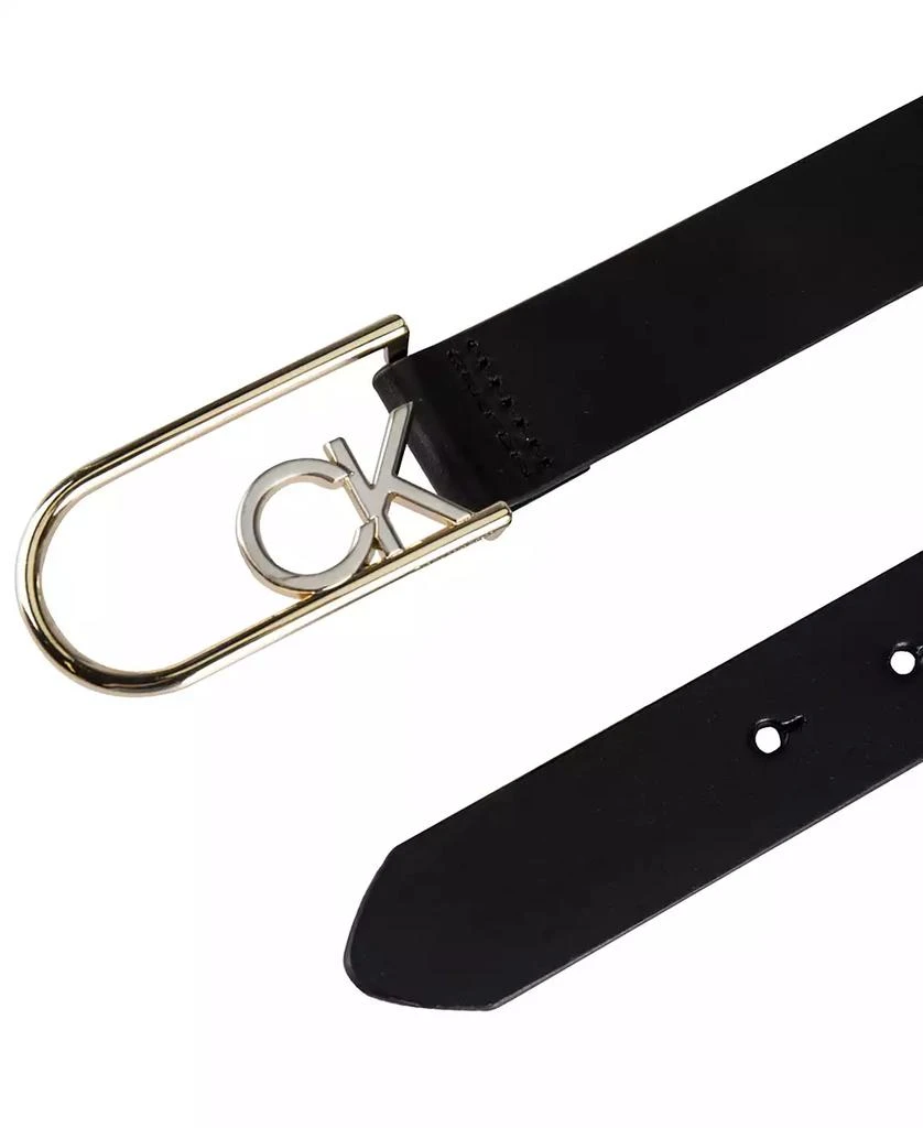 Calvin Klein Two-Tone Monogram Buckle Leather Belt 4