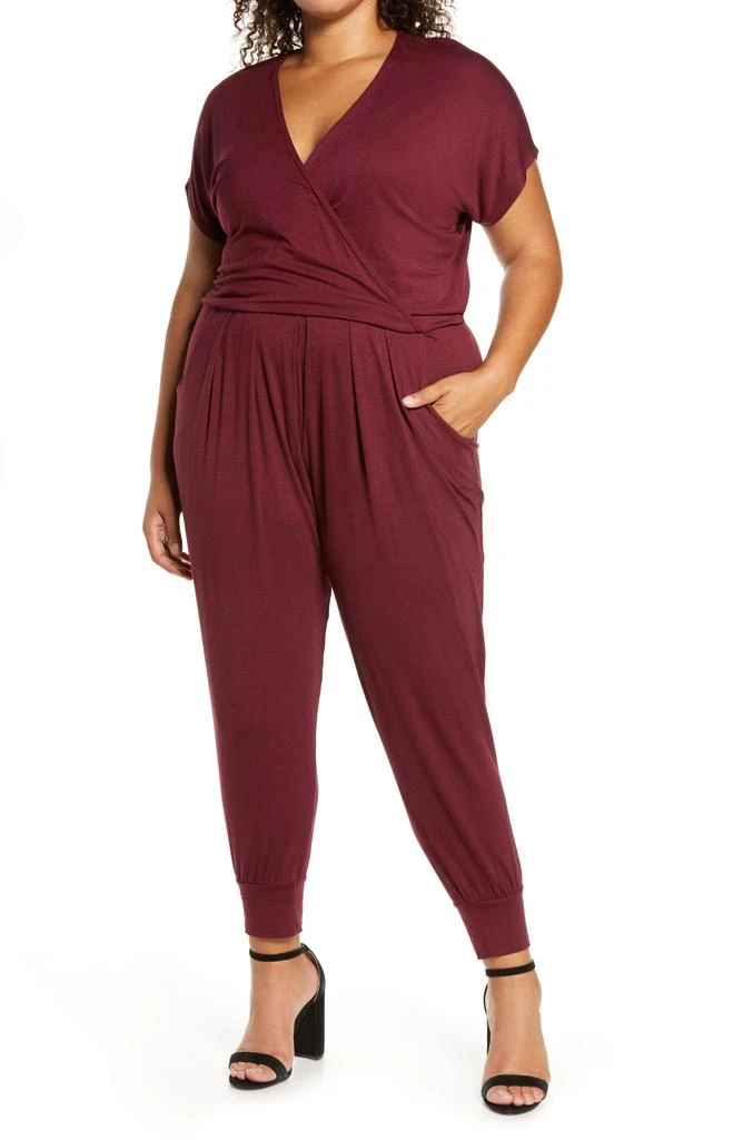 Loveappella Short Sleeve Wrap Top Jumpsuit 1