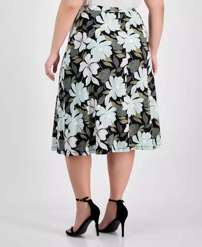 Kasper Plus Size Floral-Print Pull-On Midi Skirt 4