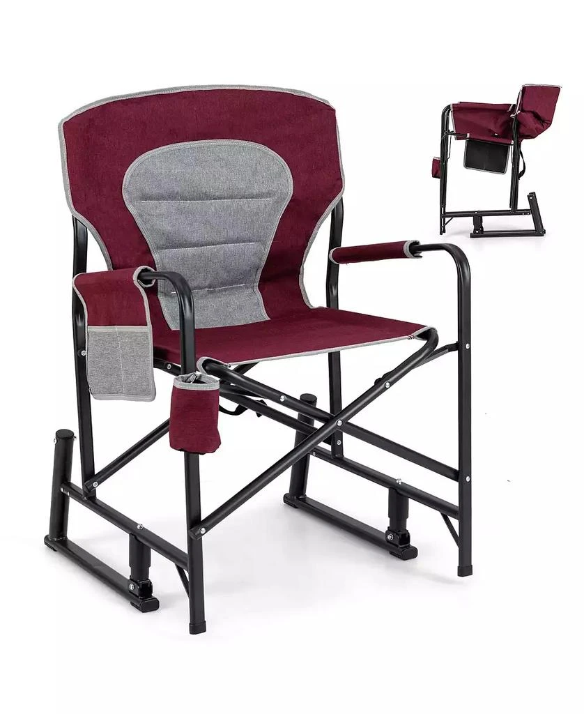 KUYOTQ Outdoor Rocker Camping Chair with Dual Springs and Padded Back