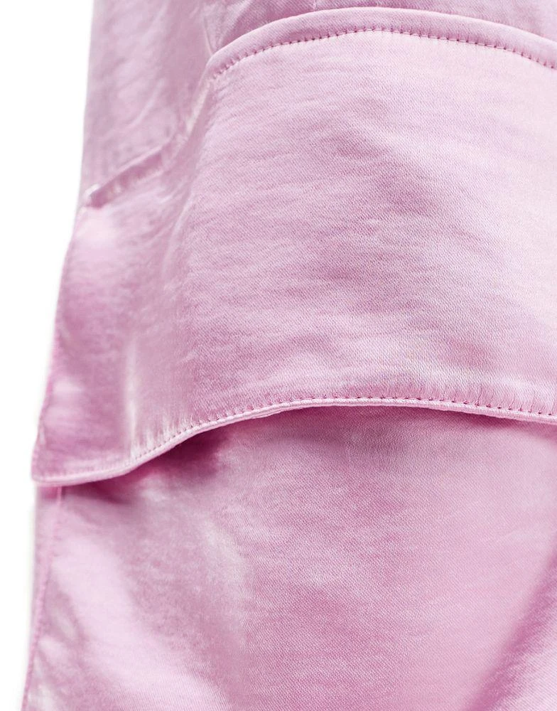 French Connection French Connection cargo satin trousers in pink 5