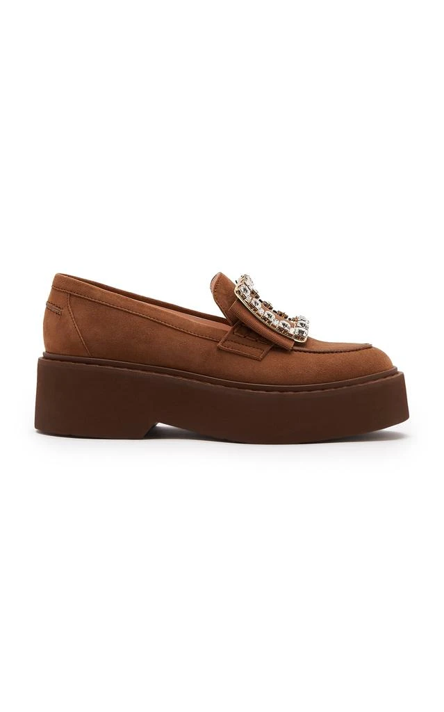 Roger Vivier Roger Vivier Viv Rangers Buckle-Embellished Suede Platform Loafers - Moda Operandi
