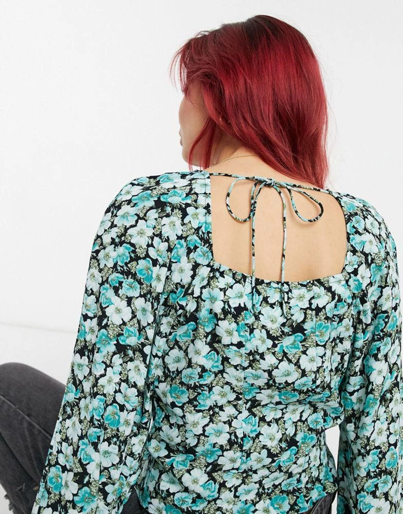 & Other Stories & Other Stories square neck puff sleeve blouse in green floral - MULTI 3