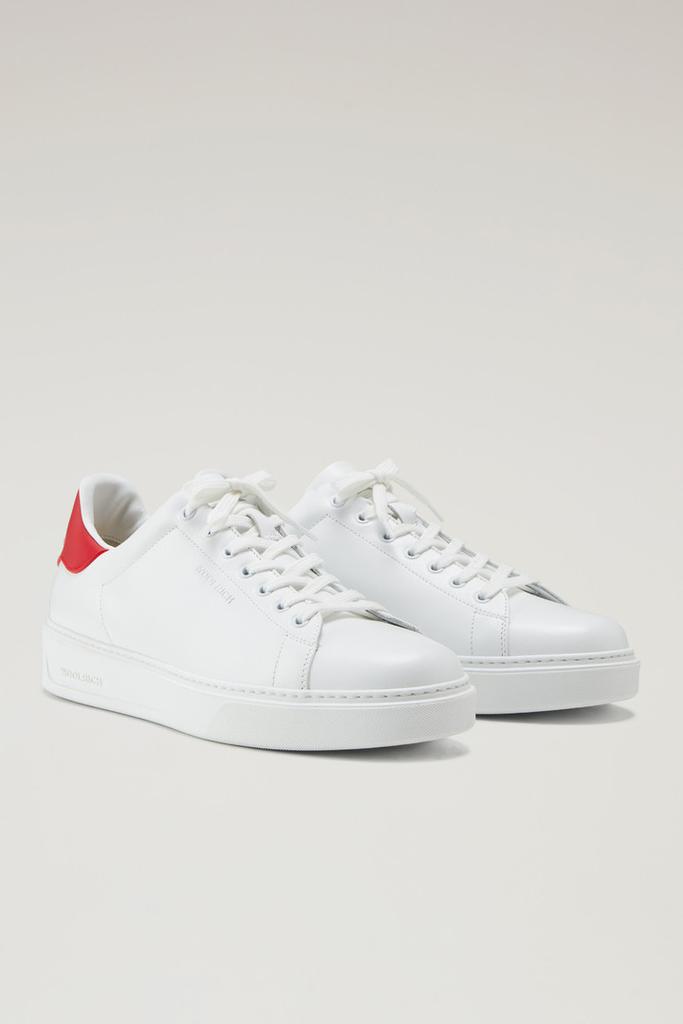 WO-FOOTWEAR Leather Classic Court Sneakers with Contrasting Details - Men - White