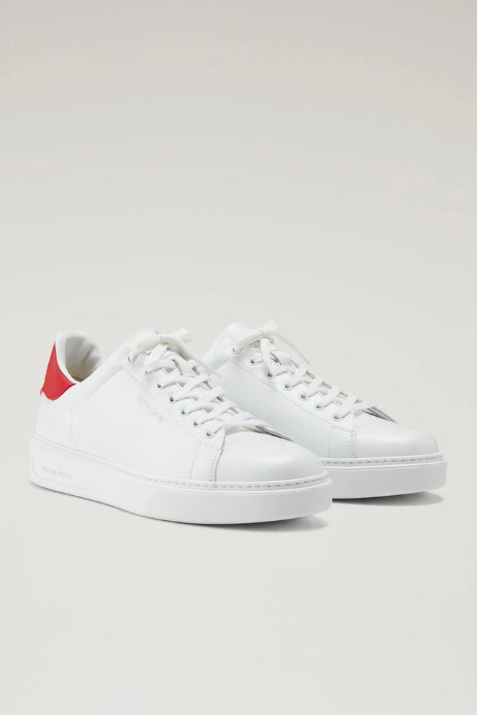 WOOLRICH Leather Classic Court Sneakers with Contrasting Details - Men - White 2