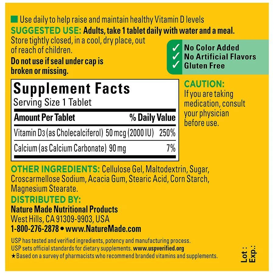 Nature Made Vitamin D3 2000 IU (50 mcg) Tablets 4