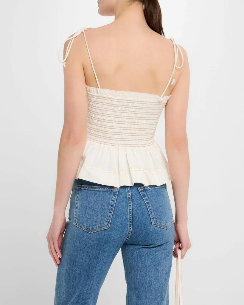 VERONICA BEARD Ophelia Smocked Sleeveless Peplum Top 3