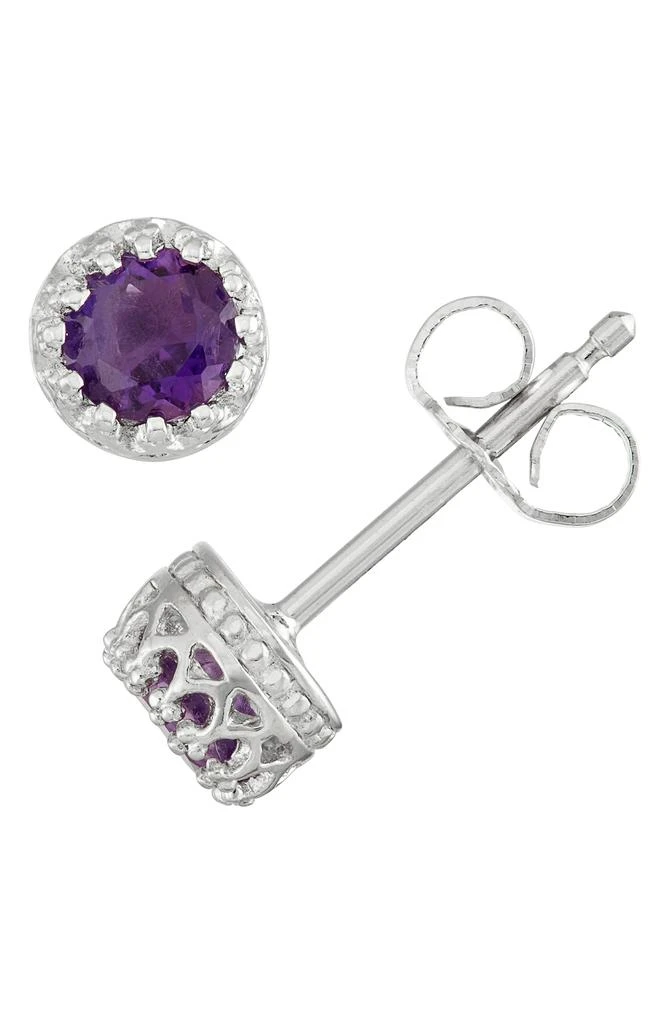 FZN Sterling Silver Stone Crown Stud Earrings