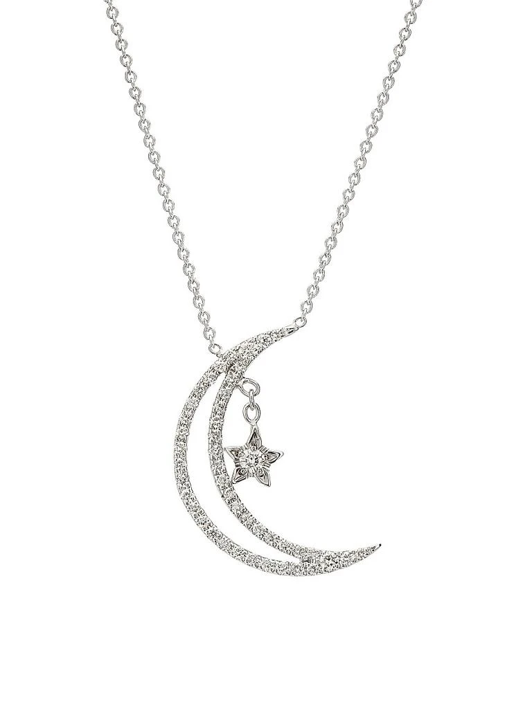 Roberto Coin 18K White Gold 
0.27 TCW Diamond Crescent Moon 
Star Pendant Necklace
