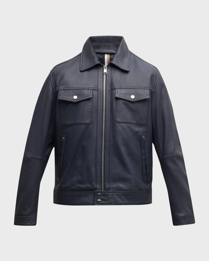 Hugo Boss Men's Leather Full-Zip Jacket 1