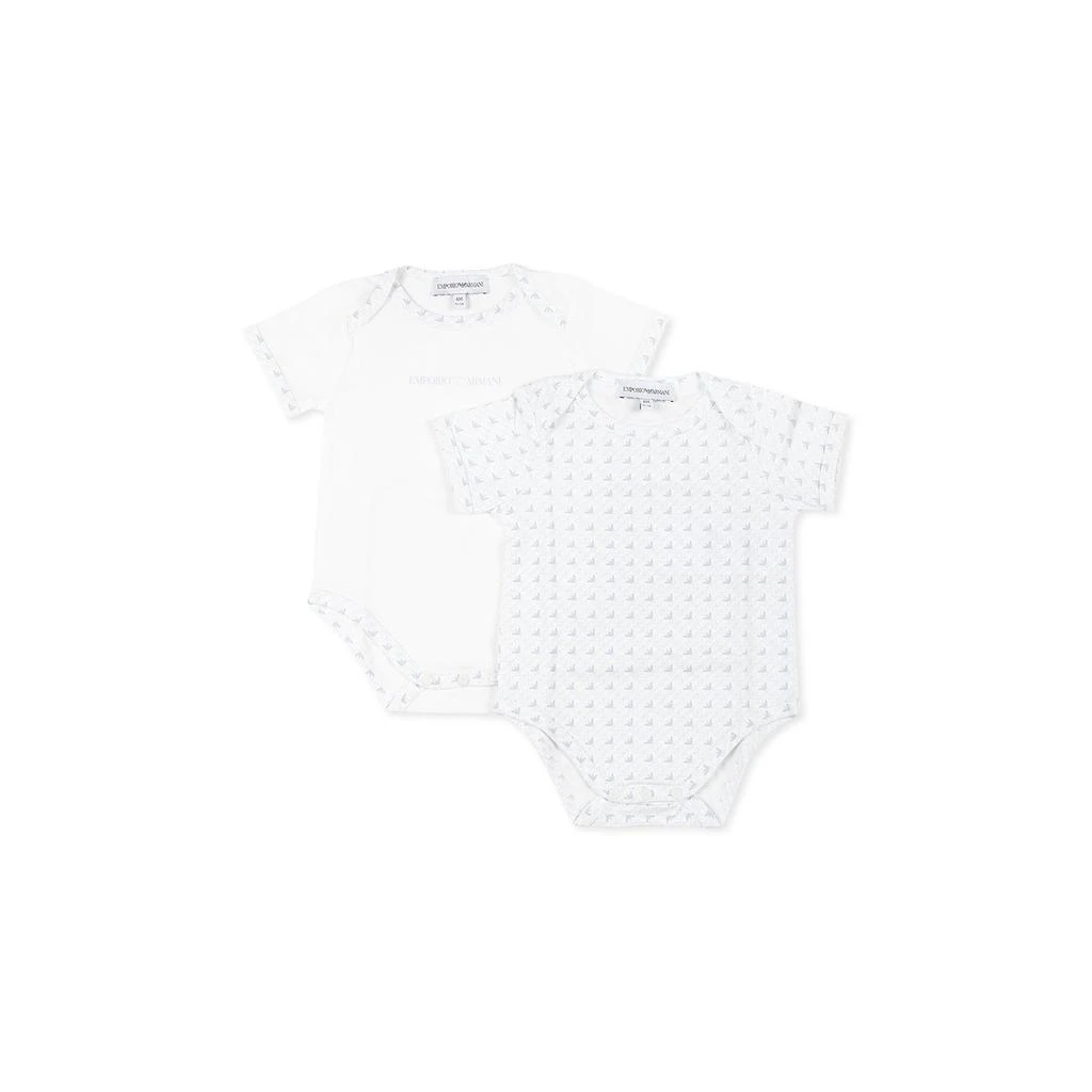 Emporio Armani White Babygrow For Baby Boy With Eagle 1