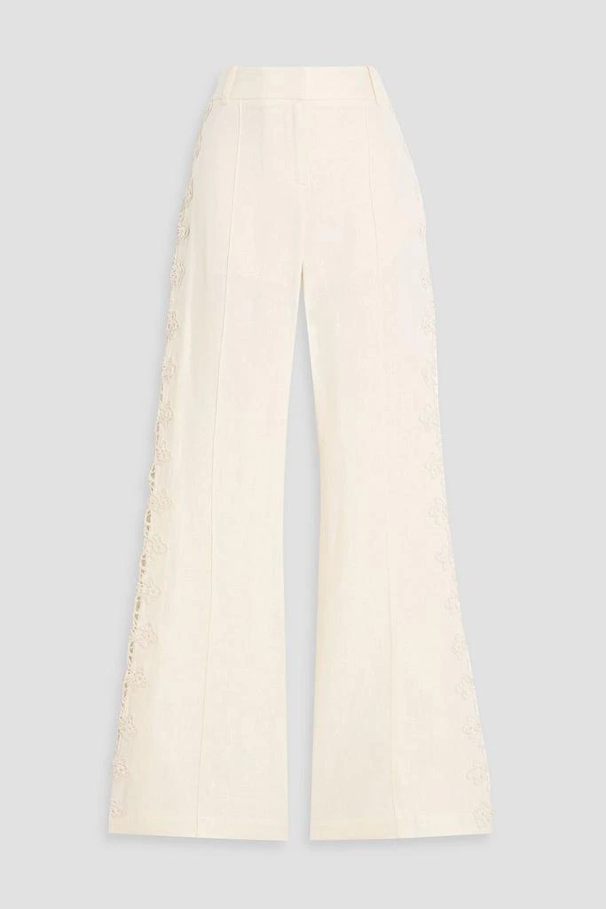Zimmermann Crochet-trimmed linen wide-leg pant