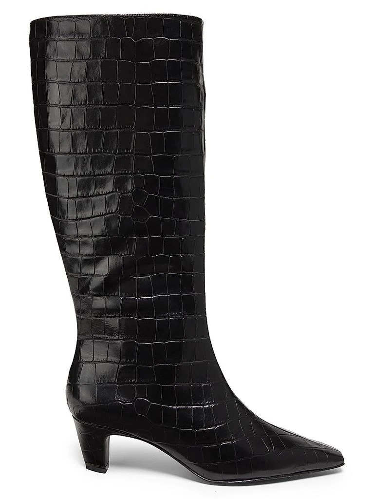 Schutz Dellia 65MM Croc Leather Mid-Calf Boots 1