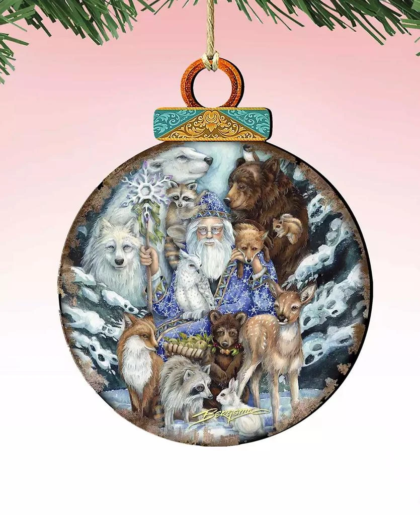 Designocracy Gather In Peace Father Winter Animals Holiday Ornaments, Set of 2 1
