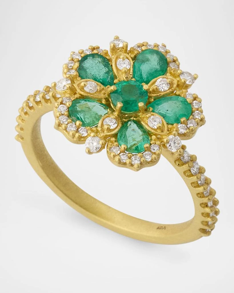 Tanya Farah Jasmine Bloom Diamond and Emerald Statement Ring 4