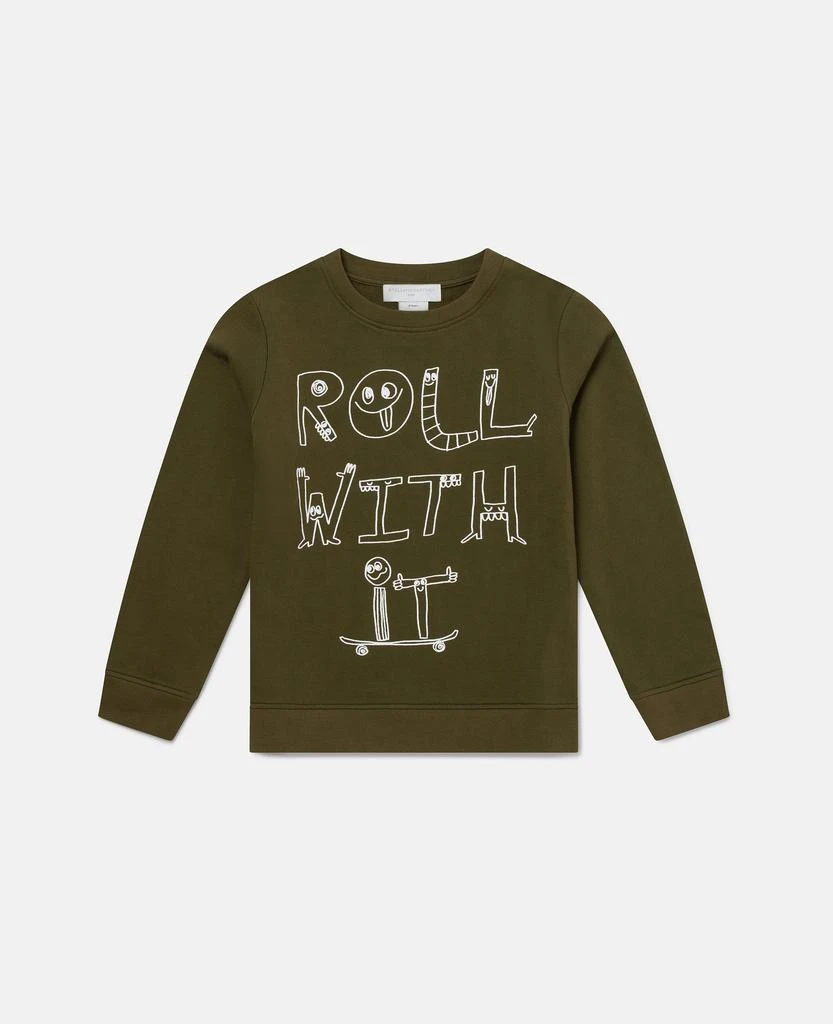 Stella McCartney Stella McCartney - Lettering Graphic Long Sleeve T-Shirt, Green, Size: 8 1