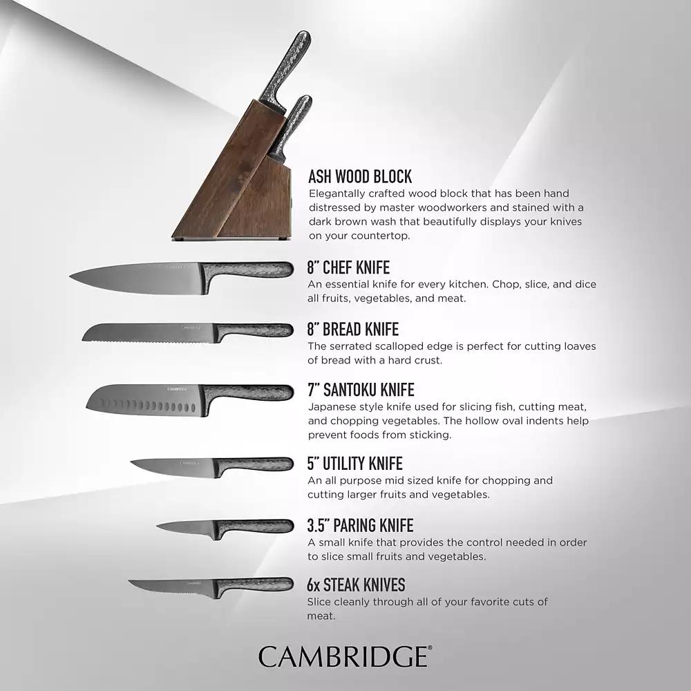 Cambridge Silversmiths Cambridge Nero 12-Piece Cutlery Set with Knife Block