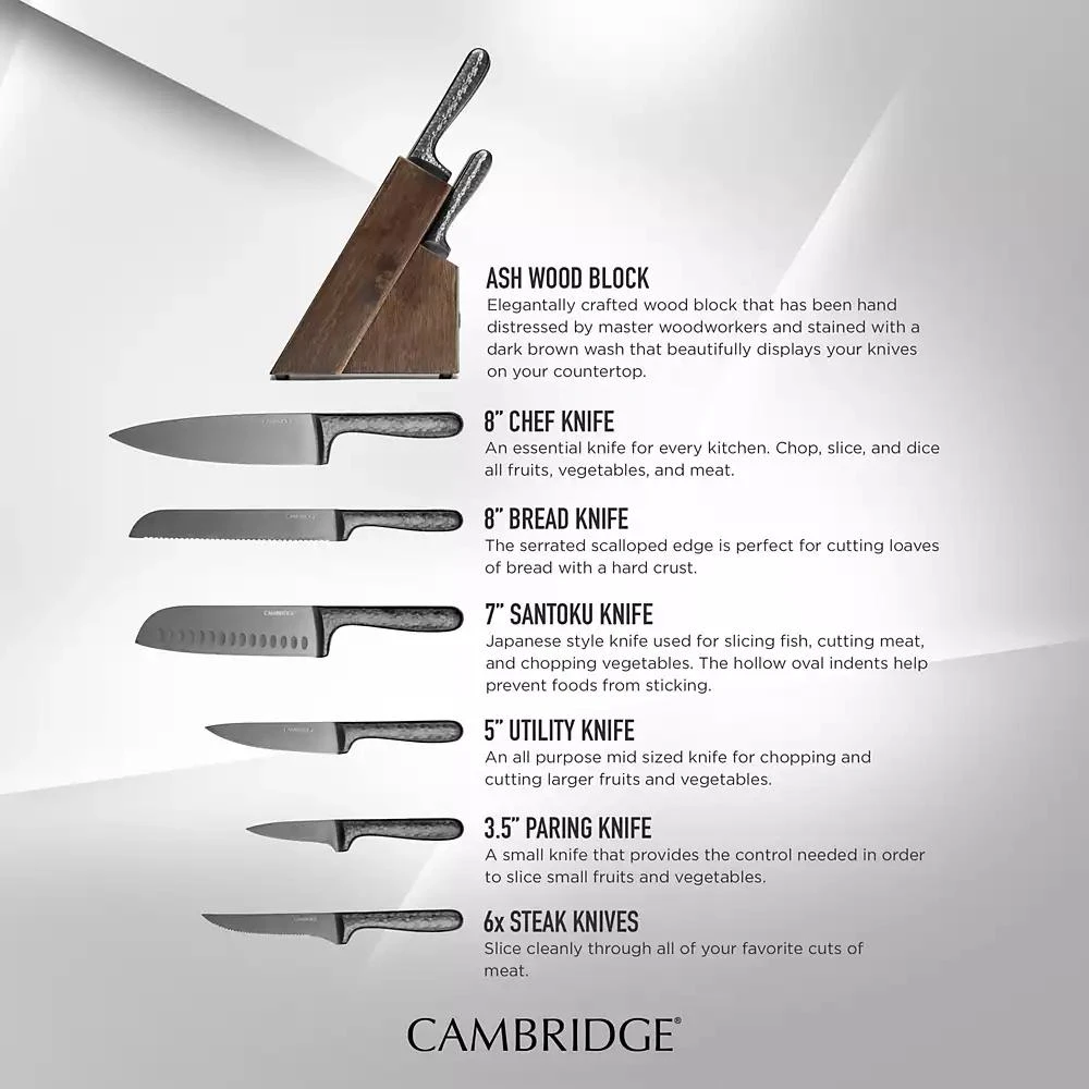 Cambridge Silversmiths Cambridge Nero 12-Piece Cutlery Set with Knife Block 2
