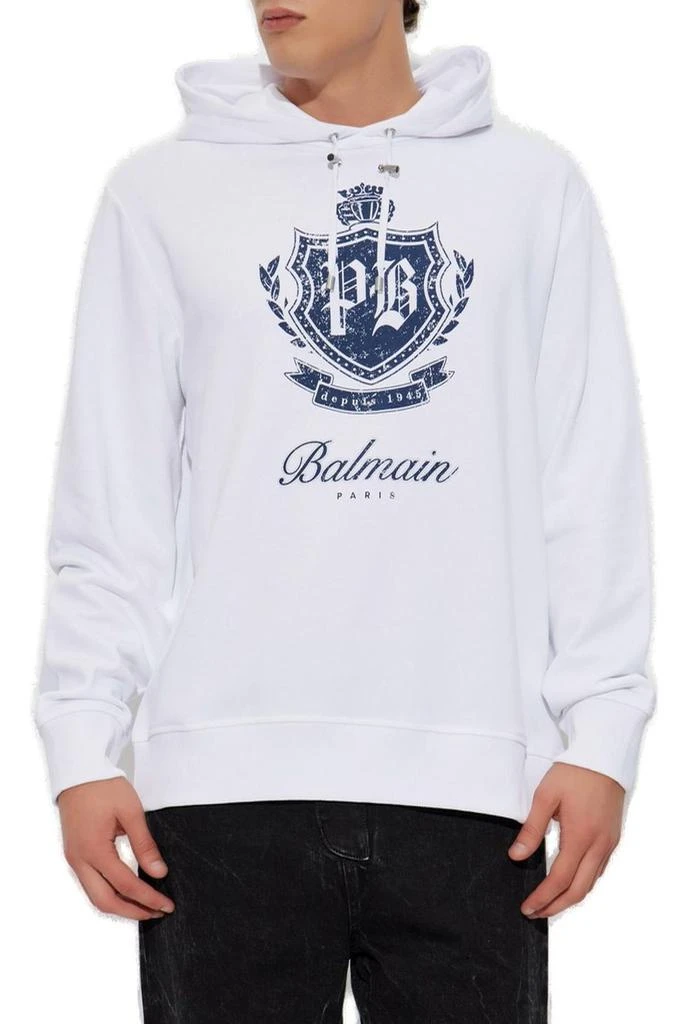 Balmain Balmain College Emblem Printed Drawstring Hoodie 2