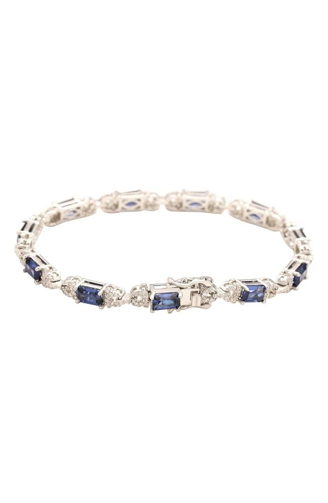 Suzy Levian Emerald Cut Sapphire Tennis Bracelet 2