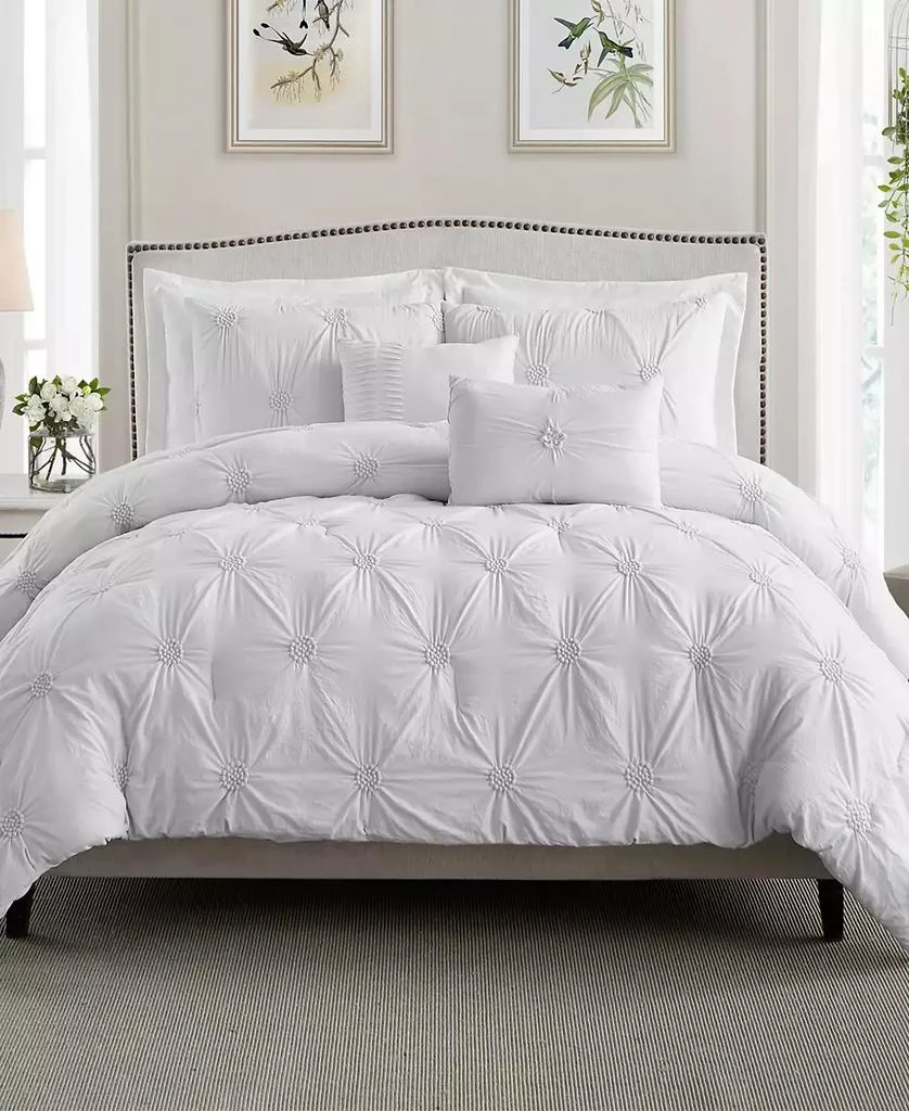 Cathay Home Inc. Floral Pintuck Comforter Set, Full/Queen 1