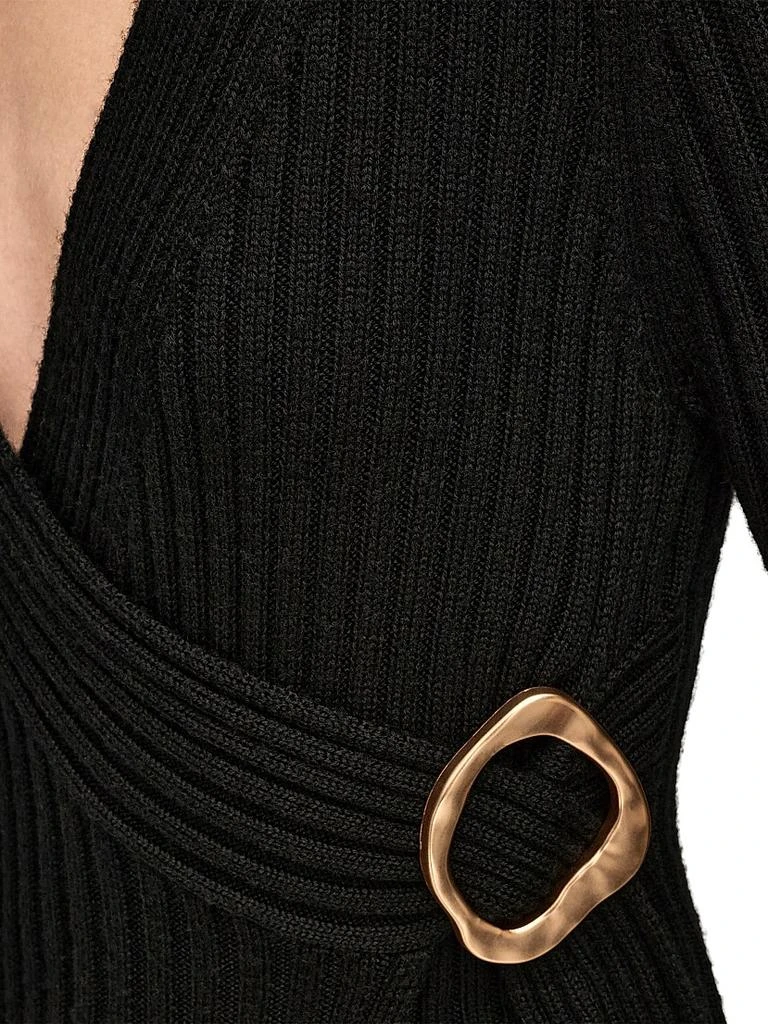 Donna Karan Wool Rib-Knit Tie-Waist Cardigan 7