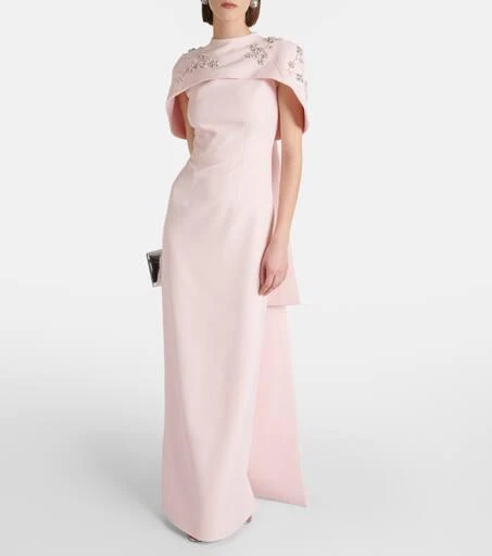 Safiyaa Embellished caped crêpe gown 2