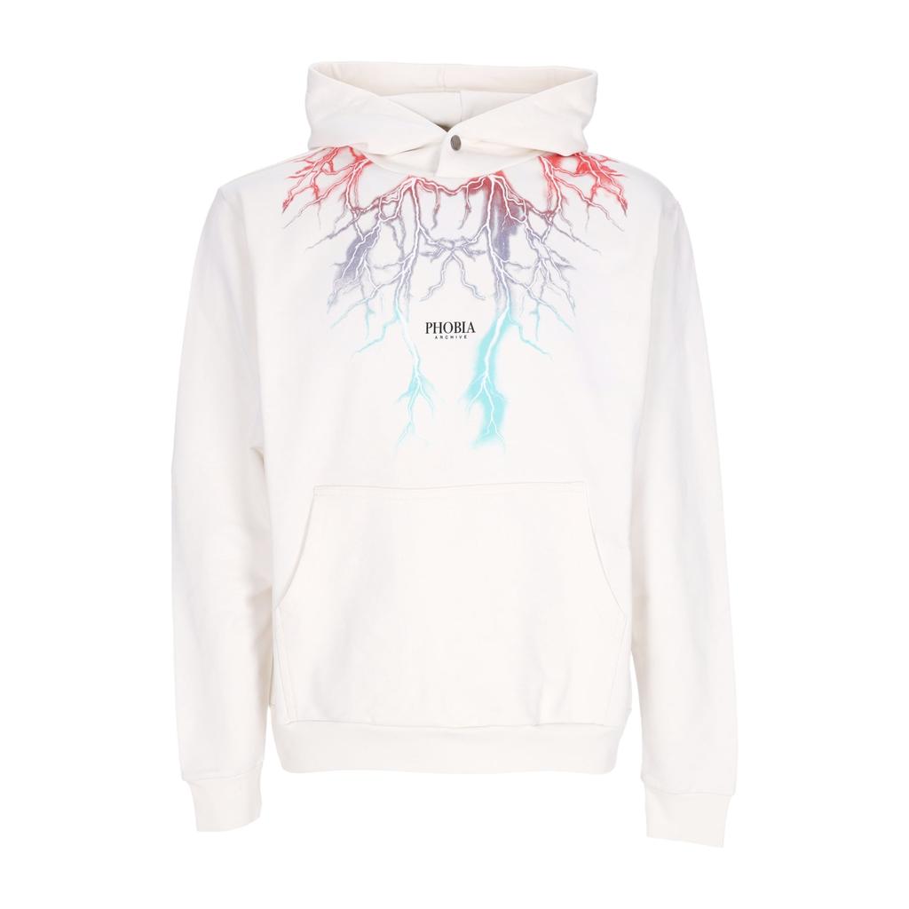 PHOBIA Men's Hoodie Bicolor Lightning Print Hoodie White