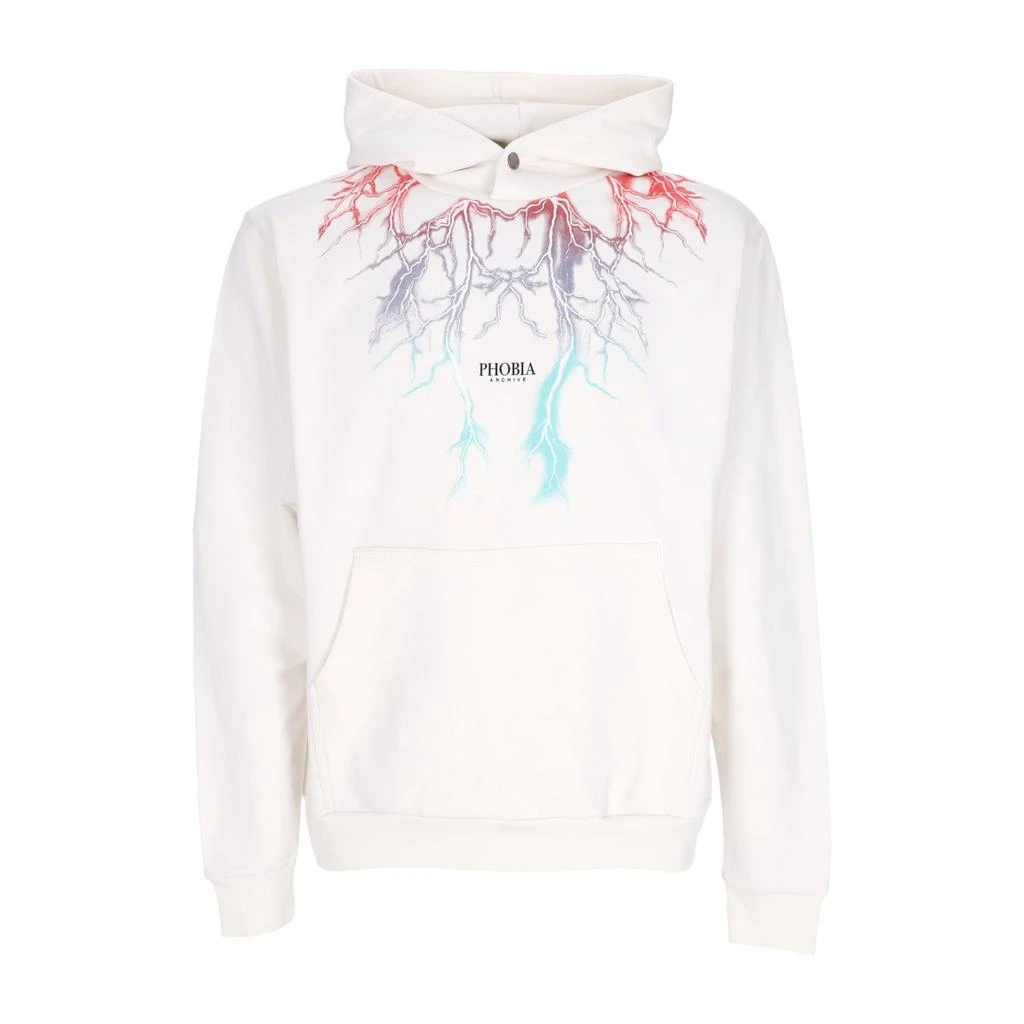 PHOBIA Men's Hoodie Bicolor Lightning Print Hoodie White 1