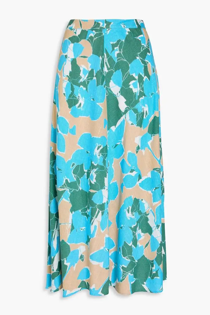 Diane von Furstenberg Florencia floral-print slub woven midi skirt