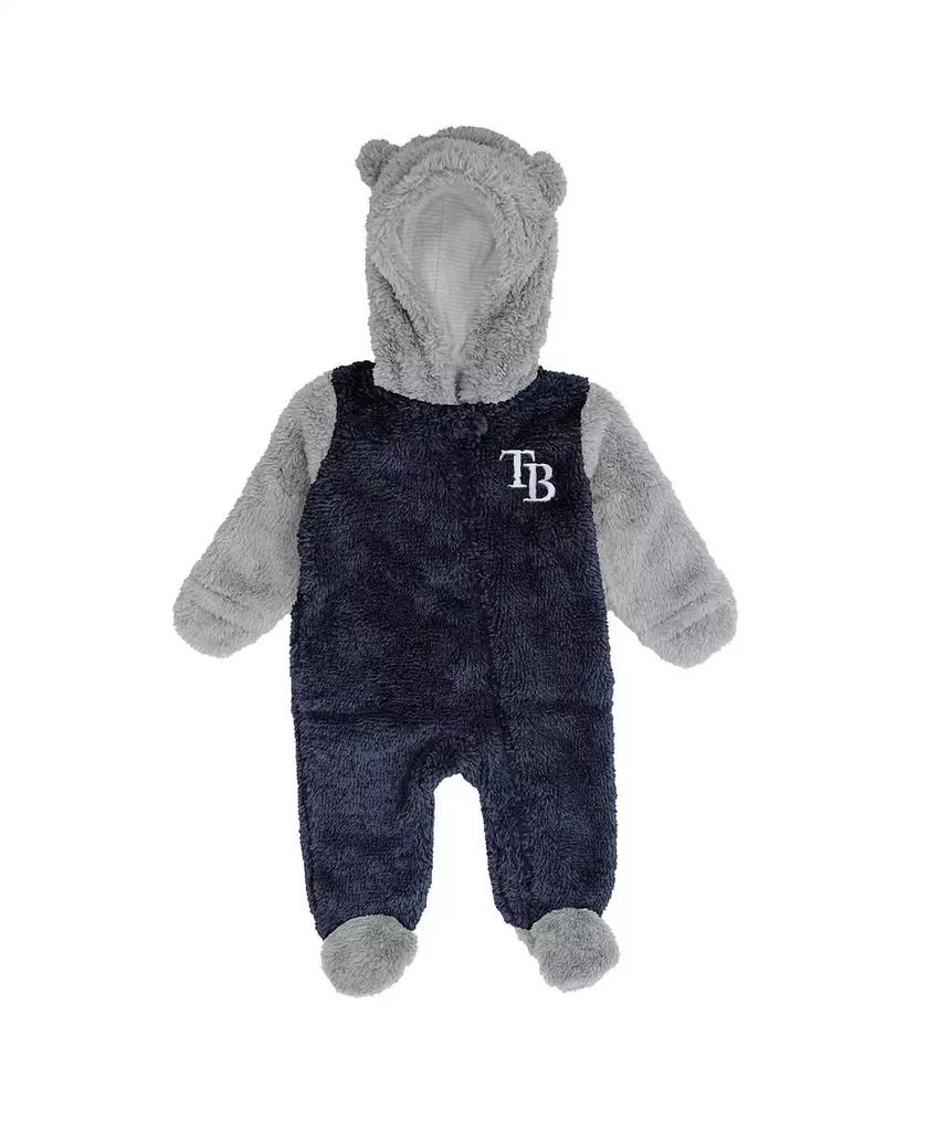 Outerstuff Newborn and Infant Boys and Girls Navy, Gray Tampa Bay Rays Game Nap Teddy Fleece Bunting Full-Zip Sleeper