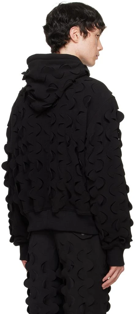 Juntae Kim Black Laser Slashed Fleece Hoodie 3
