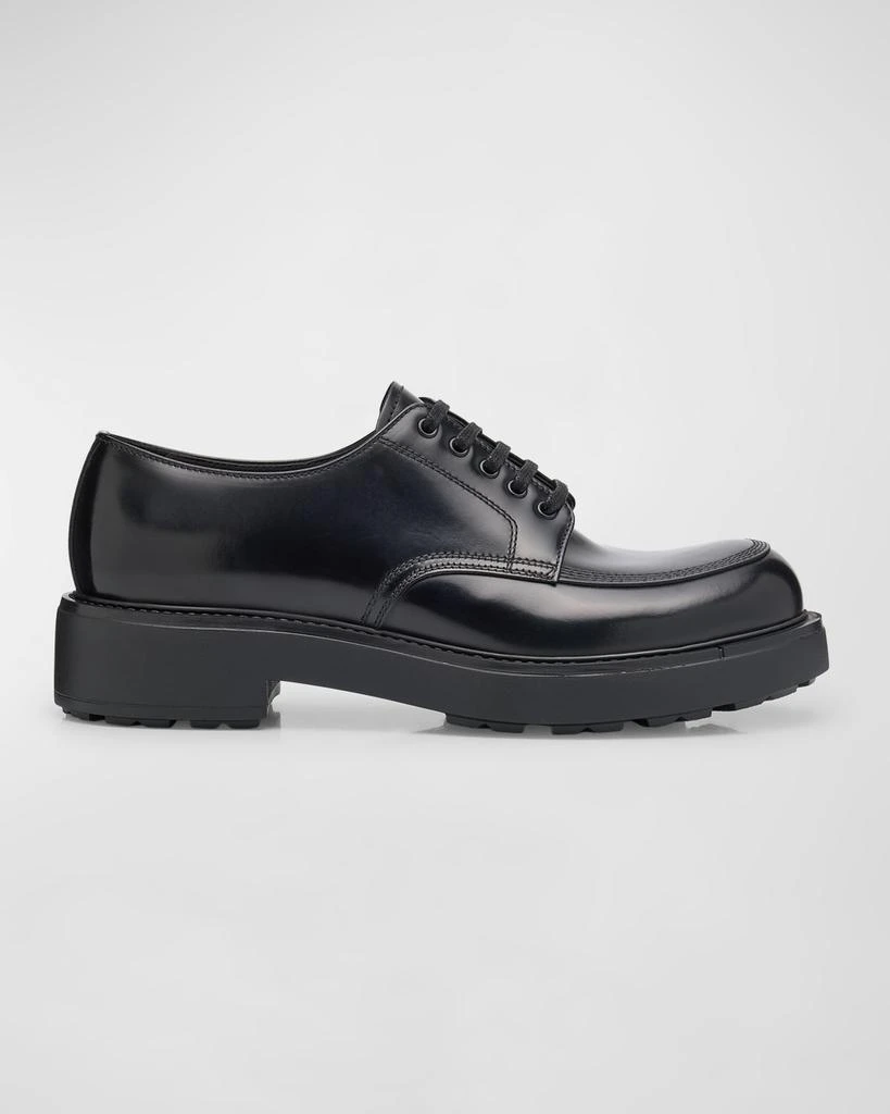 Prada Men's Diapason Brushed Leather Derby Shoes 1