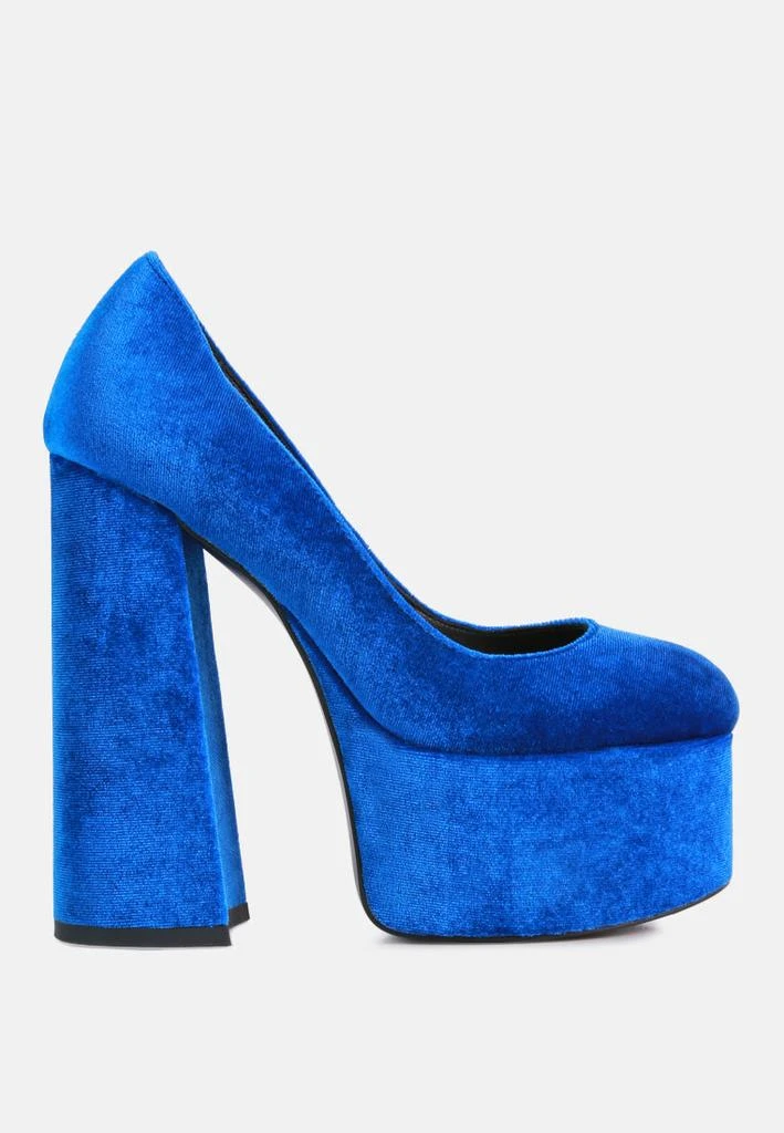 London Rag old novelty platform heel velvet pumps 9