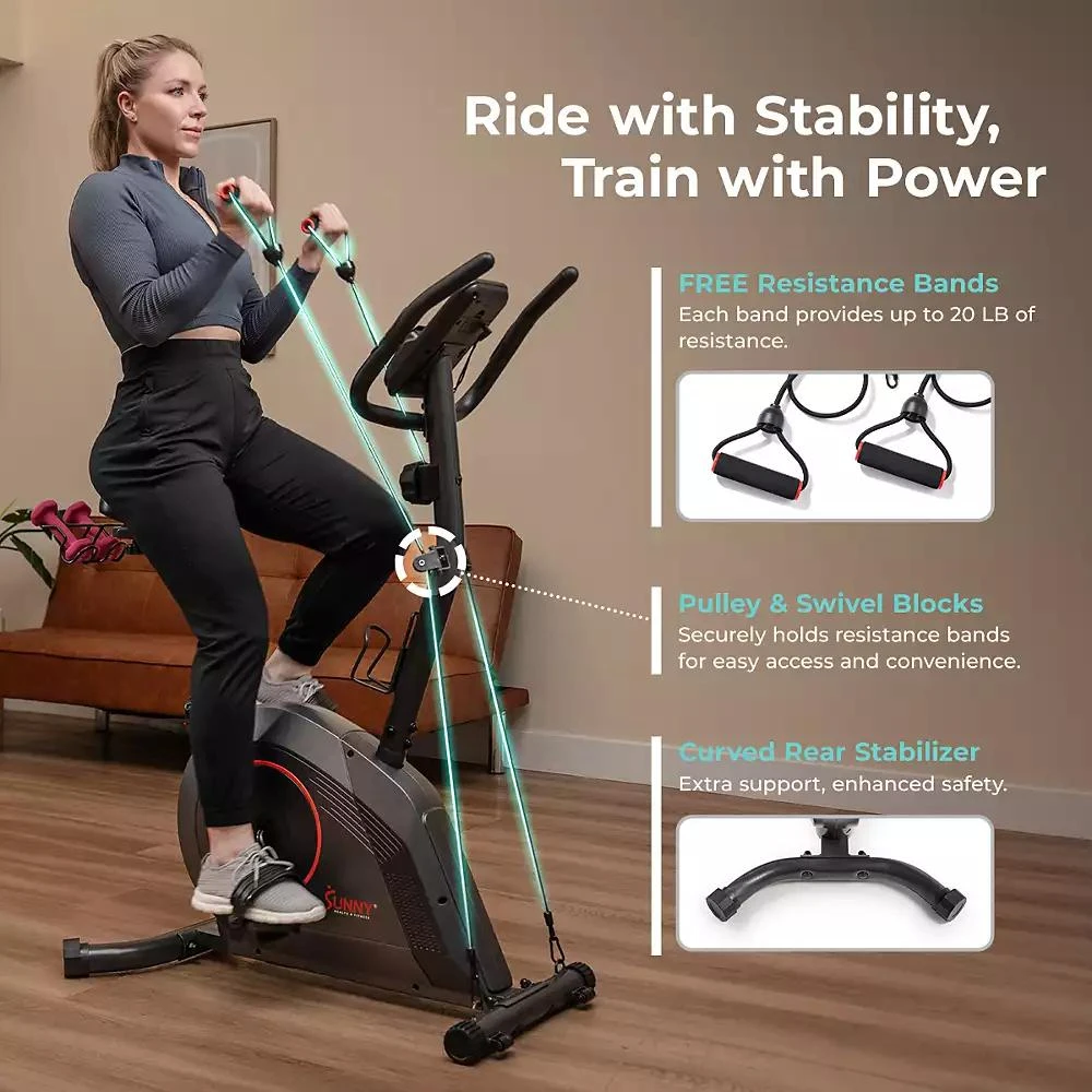 Sunny Health 
Fitness Smart 16-Level Magnetic Resistance Upright Bike, with Workout Bands 
Free SunnyFit App via Bluetooth 3