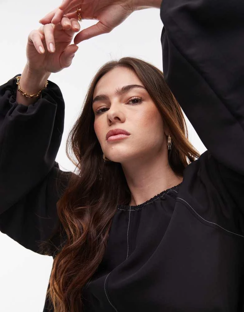 Topshop Topshop clean trapeze mini dress in black 2
