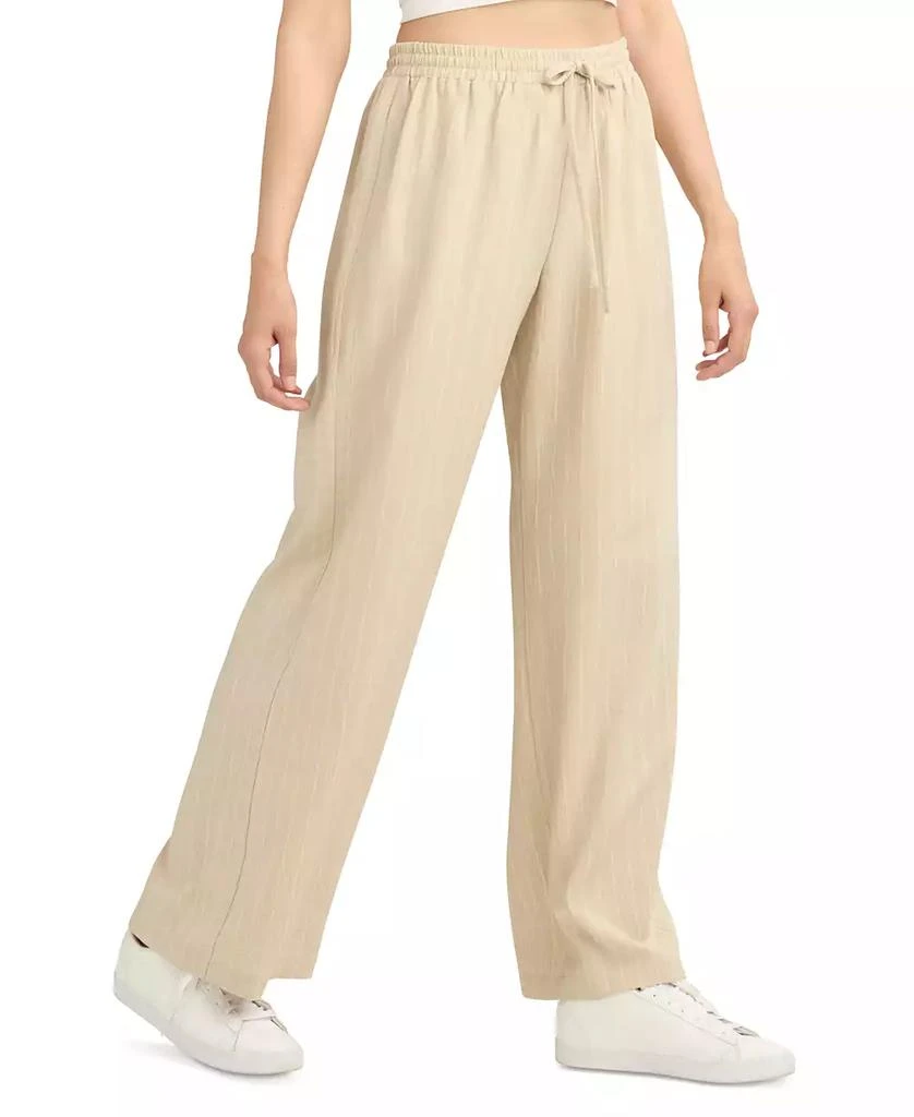 BCX Juniors' Striped Drawstring-Waist Wide-Leg Pants 4