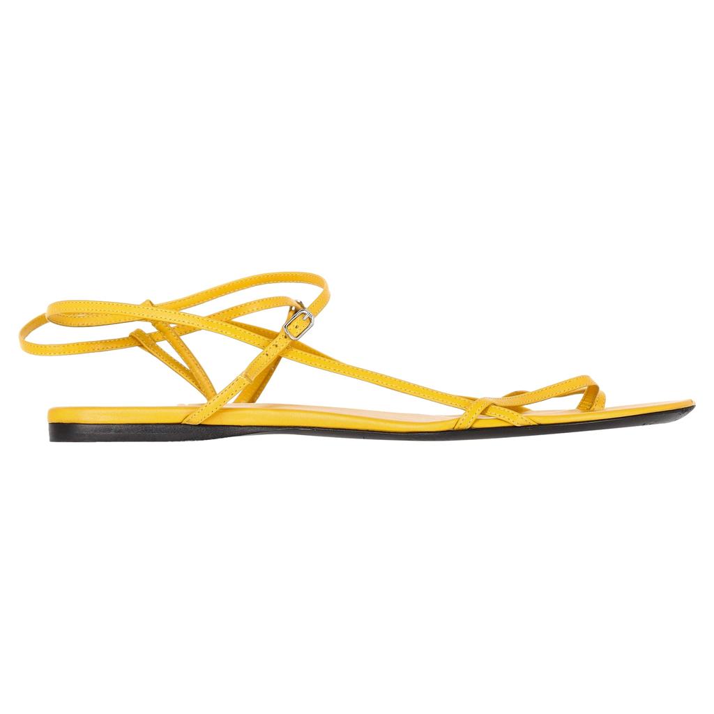 The Row Slingback Flat Sandals in Yellow Leather