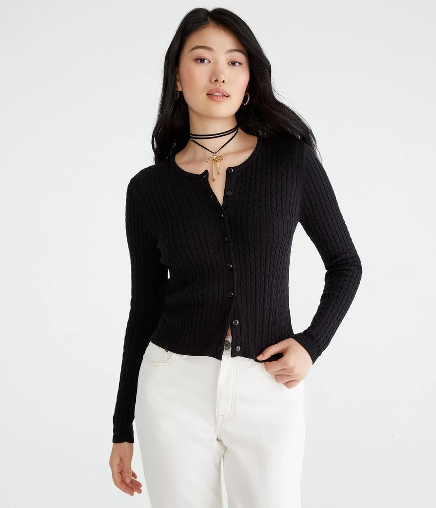 Aeropostale Cable Knit Buttoned Crew Cardigan 8