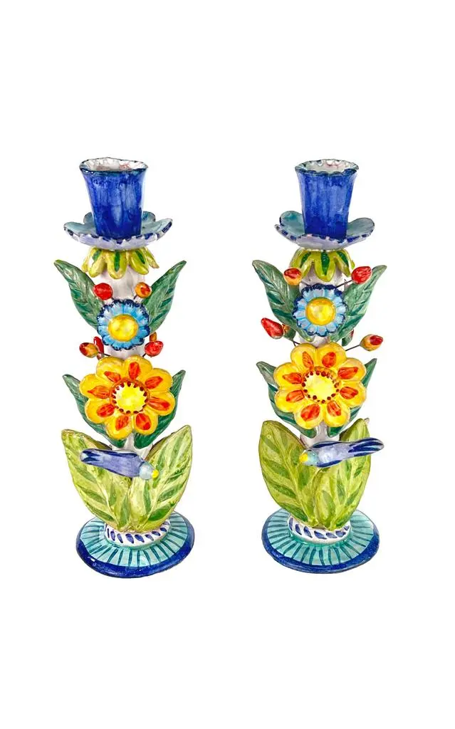 Liz Lauter Liz Lauter - Exclusive Set-of-Two Garden Candlestick Holders - Multi - Moda Operandi