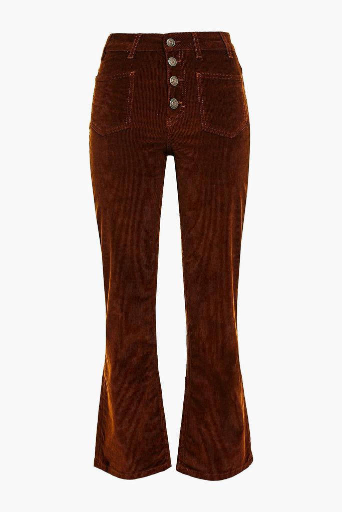 Maje Cropped stretch cotton and modal-blend corduroy kick-flare pants
