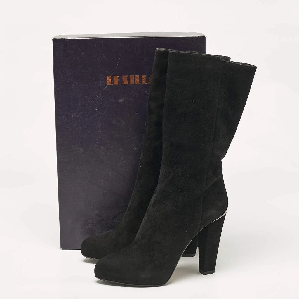 LE SILLA Le Silla Black Suede Calf Length Boots Size 41 9