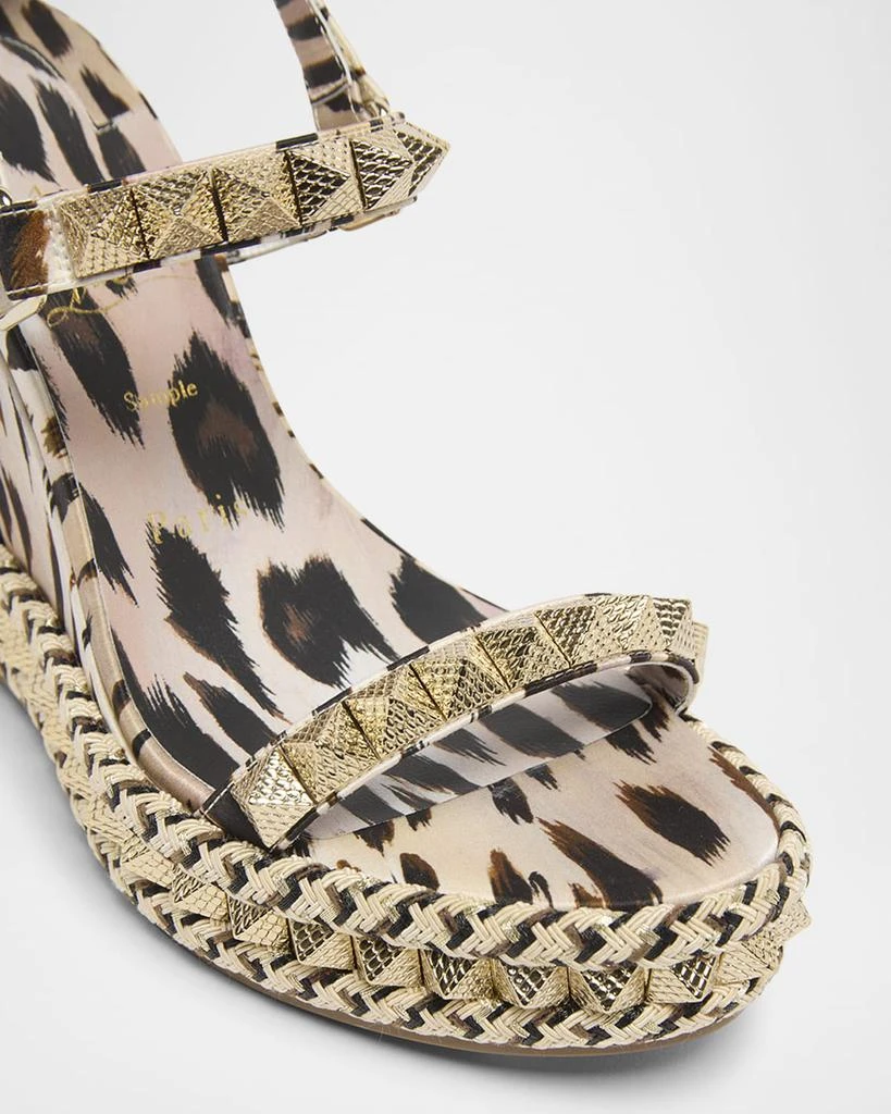 Christian Louboutin Pyraclou Leopard Spike Wedge Sandals 4